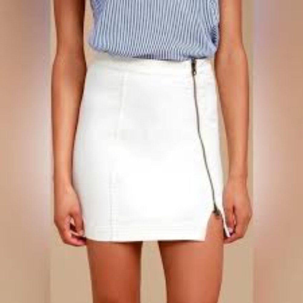 Free People Elegant White Zipper Skirt Size 12